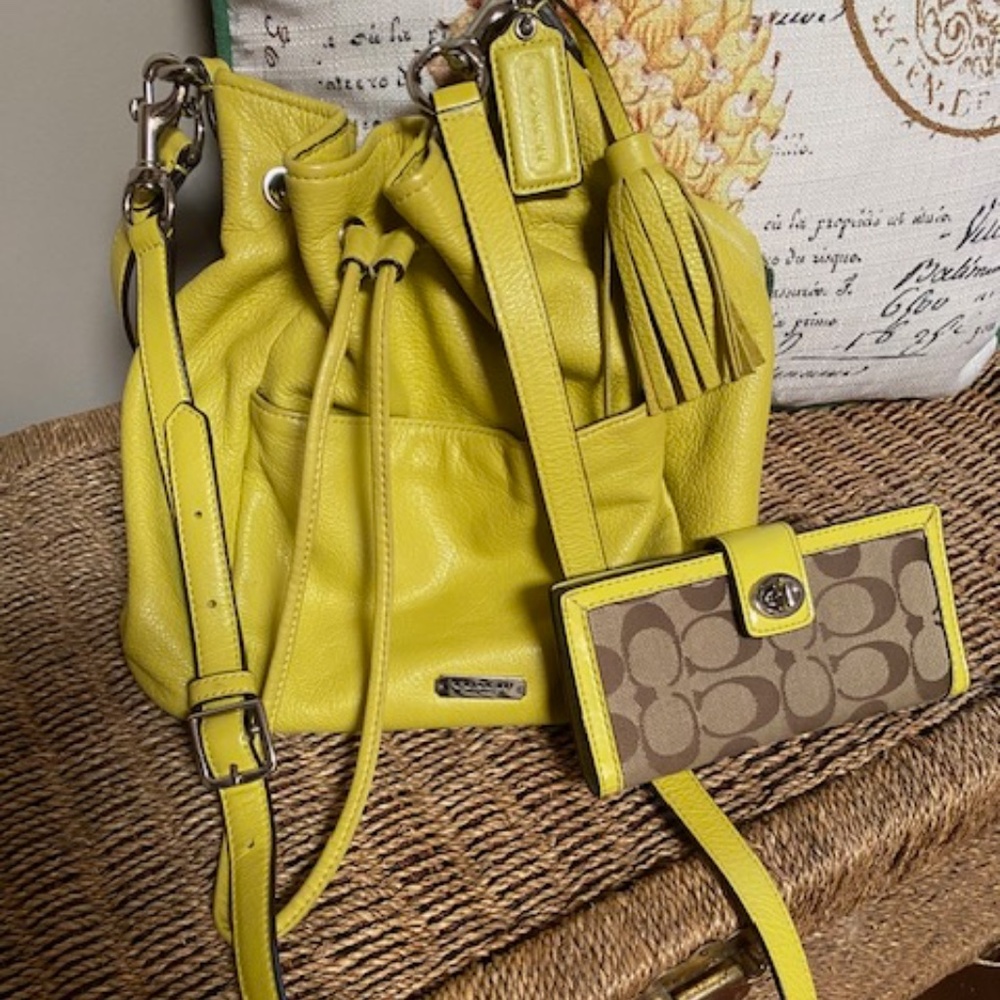 Coach drawstring bag and matching wallet